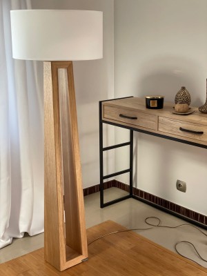 Lampa podłogowa Handmade dębowa lite drewno