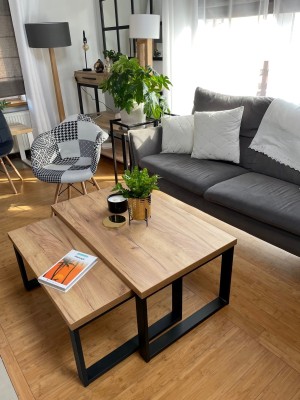 Stolik 2 w 1 Dąb Craft Złoty 120 x60 x 45