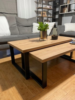 Stolik wysuwany 2 w 1  Dąb Artisan 120 x 60 x 45